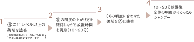 明るく染めなおす際の推奨プロセス ステップ