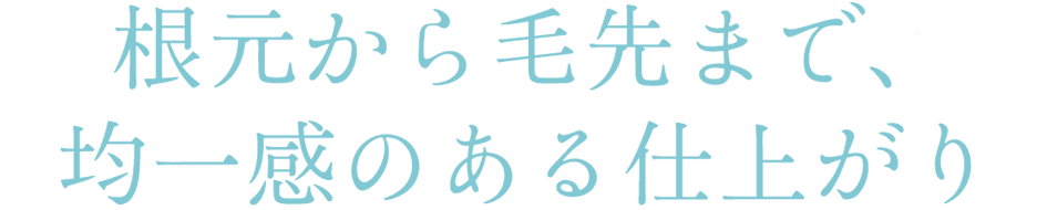 根元から毛先まで、均一感のある仕上がり
